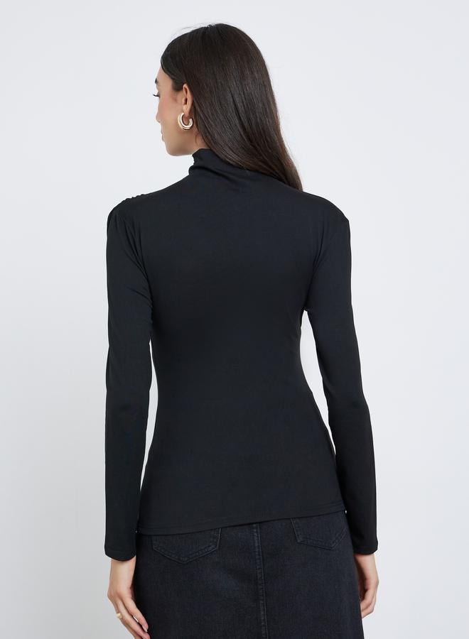 تايك تو بلوزة بأكمام طويلة وتفاصيل مزمومة - Image 4