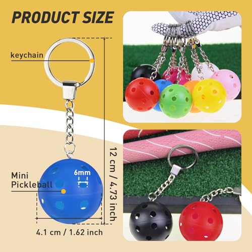 Iffitya 9PCS Pickleball Keychains - Mini Pickleball Ornaments Gift for Pickleball Lovers Pickleball Keychain with 9 Colors - Perfect Pickleball Gifts - Image 3