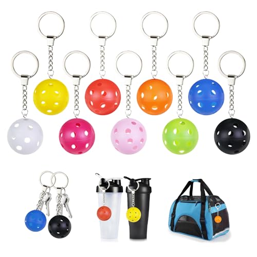 Iffitya 9PCS Pickleball Keychains - Mini Pickleball Ornaments Gift for Pickleball Lovers Pickleball Keychain with 9 Colors - Perfect Pickleball Gifts - Image 1