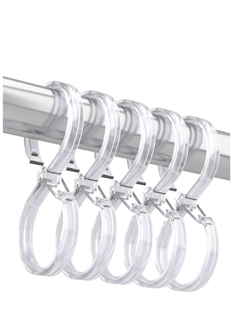 SYOSI خطافات ستارة الحمام حلقات ، خطافات ستارة حمام بلاستيكية مقاومة للصدأ 8 قطع خطافات ستارة للحمام ، حلقات ستارة الحمام مع قفل أمان ، خطافات S لتعليق الستارة ، الملابس ، شفافة - Image 1