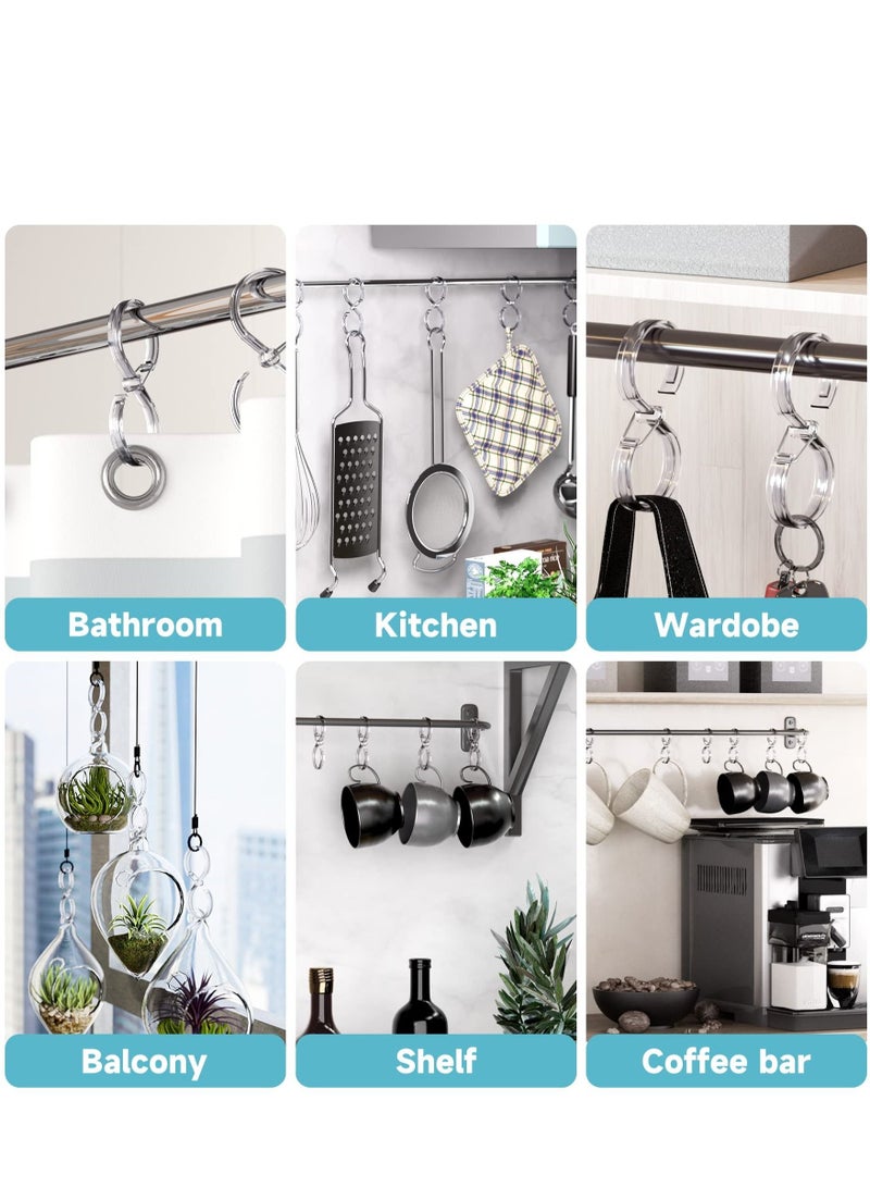 SYOSI خطافات ستارة الحمام حلقات ، خطافات ستارة حمام بلاستيكية مقاومة للصدأ 8 قطع خطافات ستارة للحمام ، حلقات ستارة الحمام مع قفل أمان ، خطافات S لتعليق الستارة ، الملابس ، شفافة - Image 5