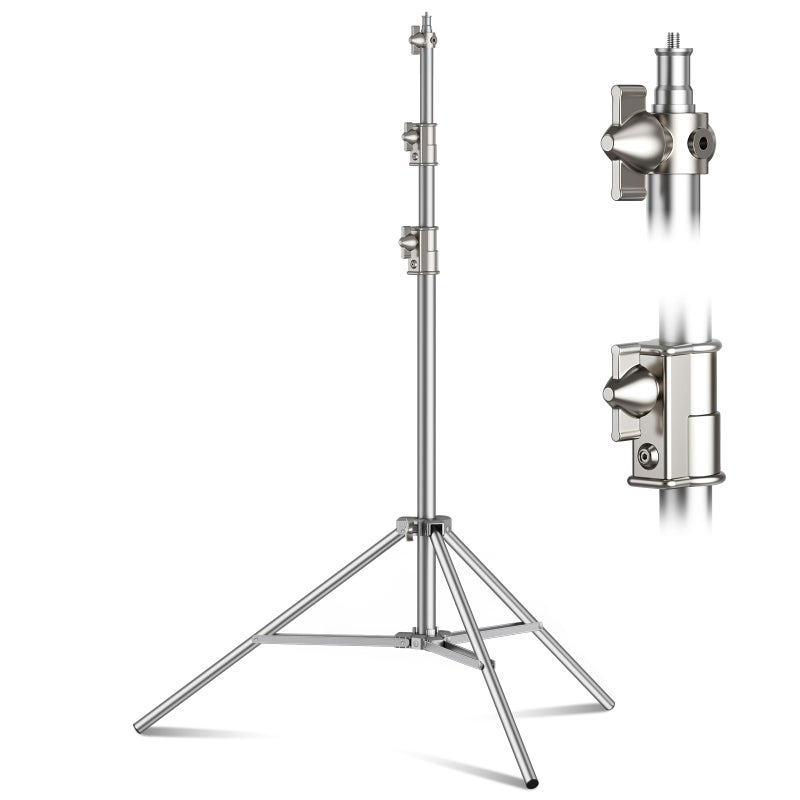 Anautin 9.2 FT Stainless Steel Photography Stand, Heavy Duty Tripod With 1/4" to 3/8" Screw Adapter for Strobe, LED Video Light, Ring Light, Monolight, Softbox - Image 1