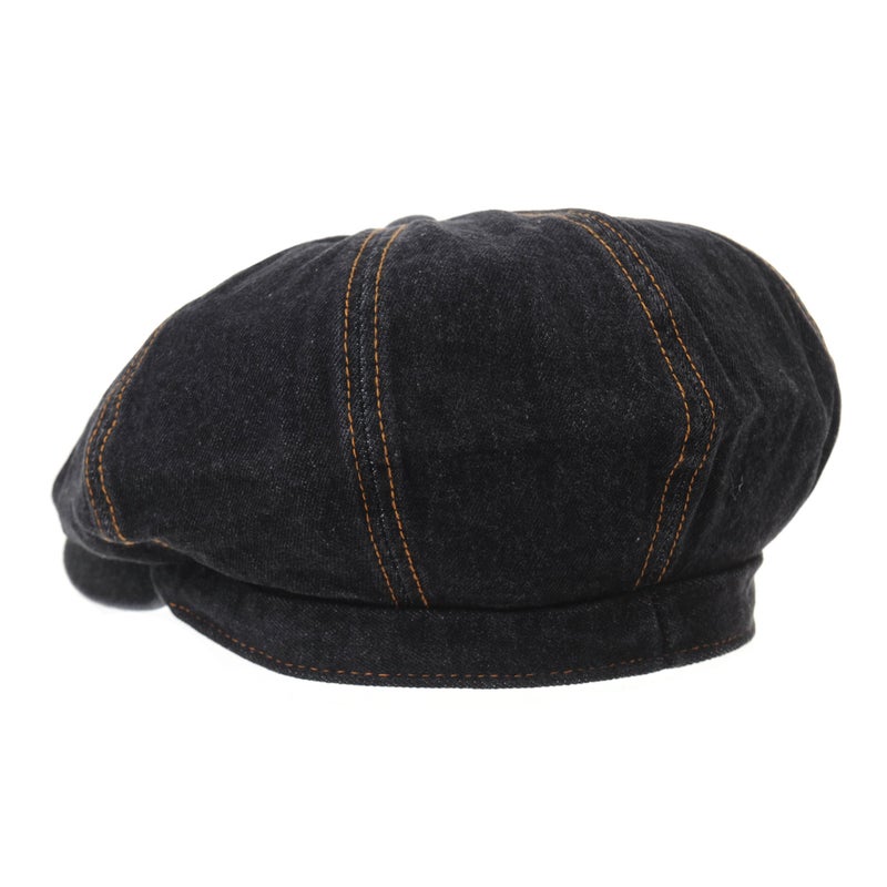 WITHMOONS Denim Cotton Newsboy Hat Baker Boy Beret Flat Cap KR3613 (Black) - Image 3