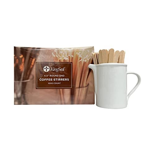 KingSeal 2000 Count | KingSeal Natural Birch Wood Coffee Beverage Stirrers, Stir Sticks, Waxing Sticks, Popsicle Sticks, 4.5 Inches, Round End - 2 Boxes x 1000 Stirrers - Image 4