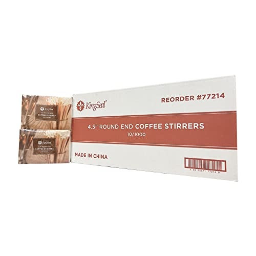 KingSeal 2000 Count | KingSeal Natural Birch Wood Coffee Beverage Stirrers, Stir Sticks, Waxing Sticks, Popsicle Sticks, 4.5 Inches, Round End - 2 Boxes x 1000 Stirrers - Image 2