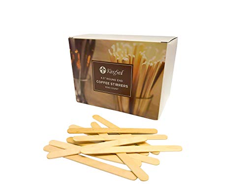 KingSeal 2000 Count | KingSeal Natural Birch Wood Coffee Beverage Stirrers, Stir Sticks, Waxing Sticks, Popsicle Sticks, 4.5 Inches, Round End - 2 Boxes x 1000 Stirrers - Image 1