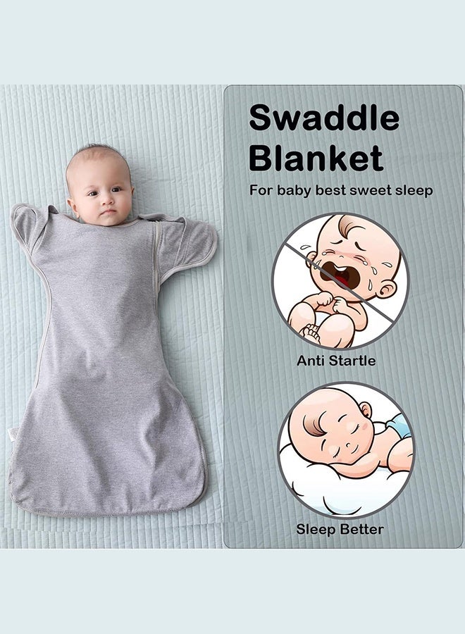 سويت لايف كيس نوم للأطفال حديثي الولادة من 3 قطع، قماطات قابلة للإزالة، تصميم نجوم رمادية، من القطن، قابلة للتهوية، مناسب للأطفال من عمر 3 إلى 6 أشهر. قماطات انتقالية بأذرع مرفوعة مع أطراف قابلة للإزالة وسحاب ثنائي الاتجاه. - Image 2