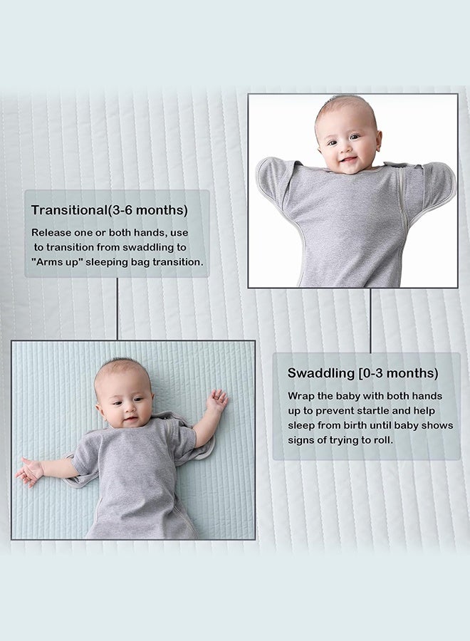 سويت لايف كيس نوم للأطفال حديثي الولادة من 3 قطع، قماطات قابلة للإزالة، تصميم نجوم رمادية، من القطن، قابلة للتهوية، مناسب للأطفال من عمر 3 إلى 6 أشهر. قماطات انتقالية بأذرع مرفوعة مع أطراف قابلة للإزالة وسحاب ثنائي الاتجاه. - Image 3