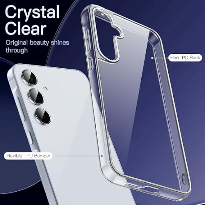 JETech Case for Samsung Galaxy A55 5G NonYellowing Shockproof Bumper Protective Phone Cover AntiScratch Hard PC Back Clear - Image 3
