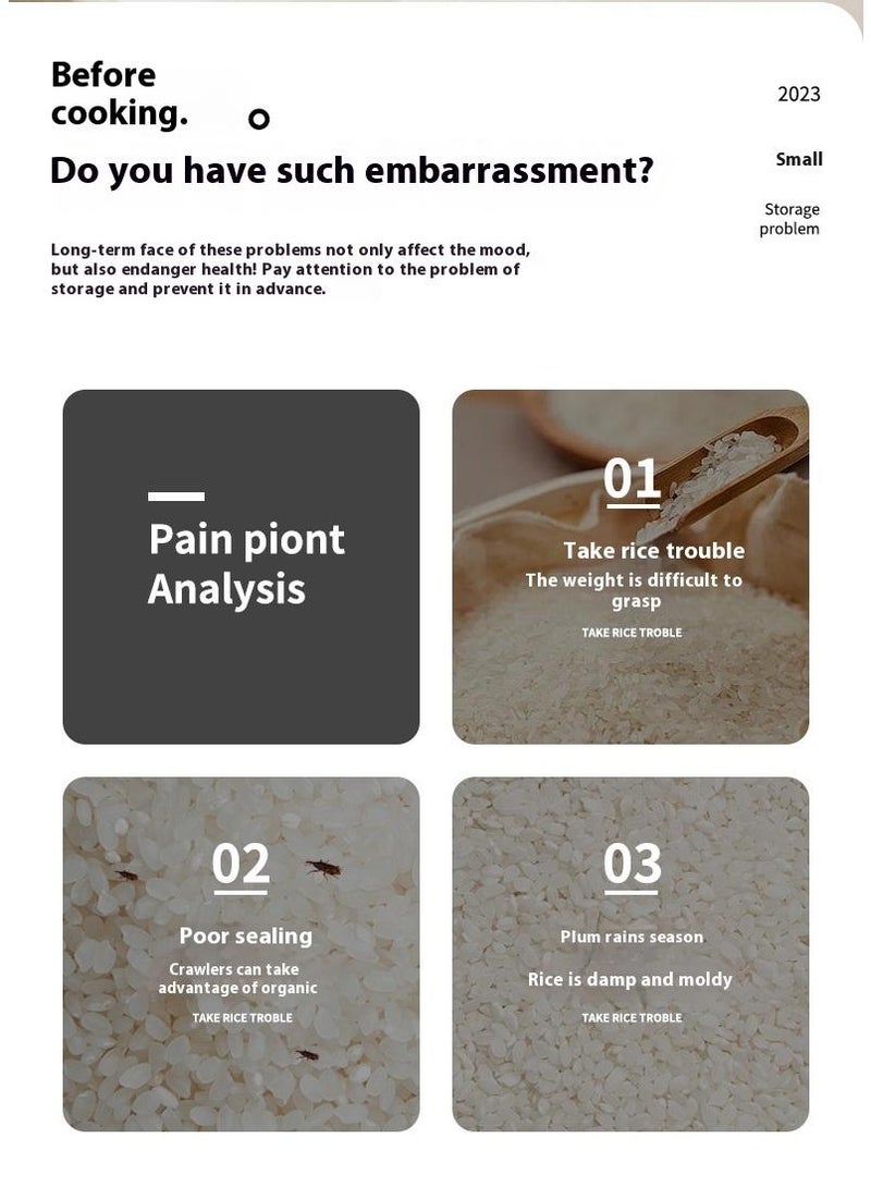 Bluejw حاويات الطعام مع كوب قياس، دلو أرز، صناديق تخزين الطعام مع أغطية ومغرفة، حاويات تخزين مطبخ محكمة الإغلاق لتخزين الطعام الجاف، حاوية تخزين طعام للقطط والكلاب - Image 3