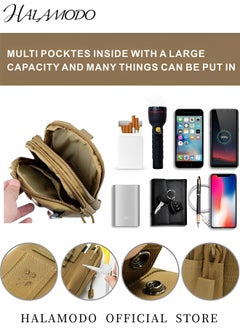HALAMODO Tactical Molle EDC Pouch Utility Gadget Belt Waist Bag with Cell Phone Holster Holder Universal EDC Waist Bag Pouches Outdoor Belt Bags  - Image 5