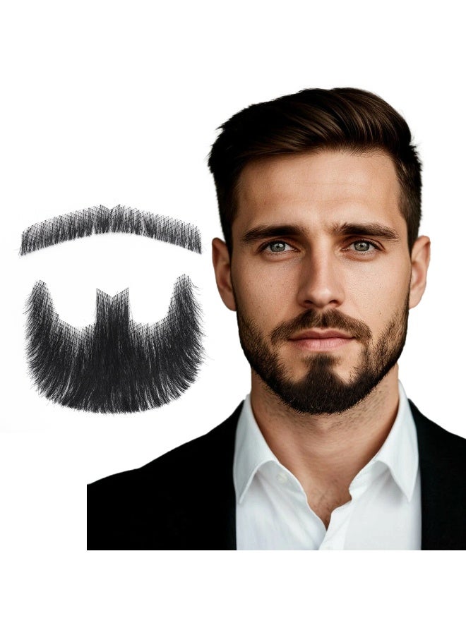 SHINEDOWN Realistic Facial Hair, Human Hair Beard and Moustache, Realistic Lace Goatee, Suitable for Daily Use and Party Role-playing - Image 1