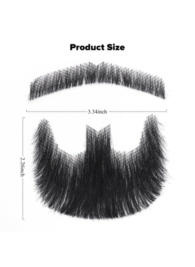 SHINEDOWN Realistic Facial Hair, Human Hair Beard and Moustache, Realistic Lace Goatee, Suitable for Daily Use and Party Role-playing - Image 2
