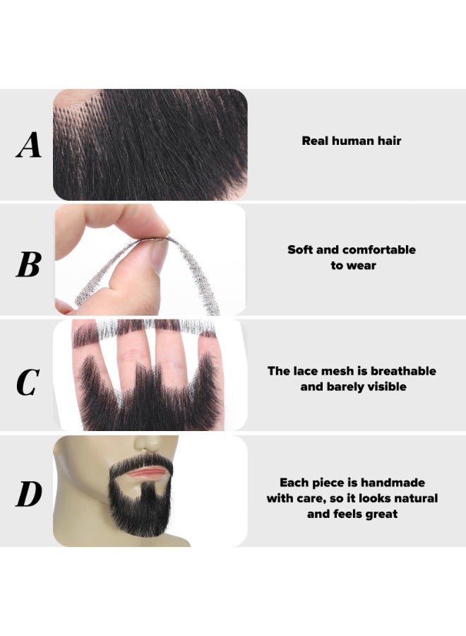 SHINEDOWN Realistic Facial Hair, Human Hair Beard and Moustache, Realistic Lace Goatee, Suitable for Daily Use and Party Role-playing - Image 3
