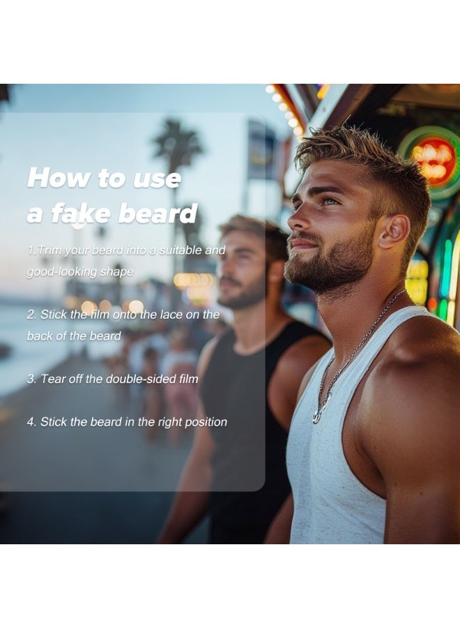 SHINEDOWN Realistic Facial Hair, Human Hair Beard and Moustache, Realistic Lace Goatee, Suitable for Daily Use and Party Role-playing - Image 4