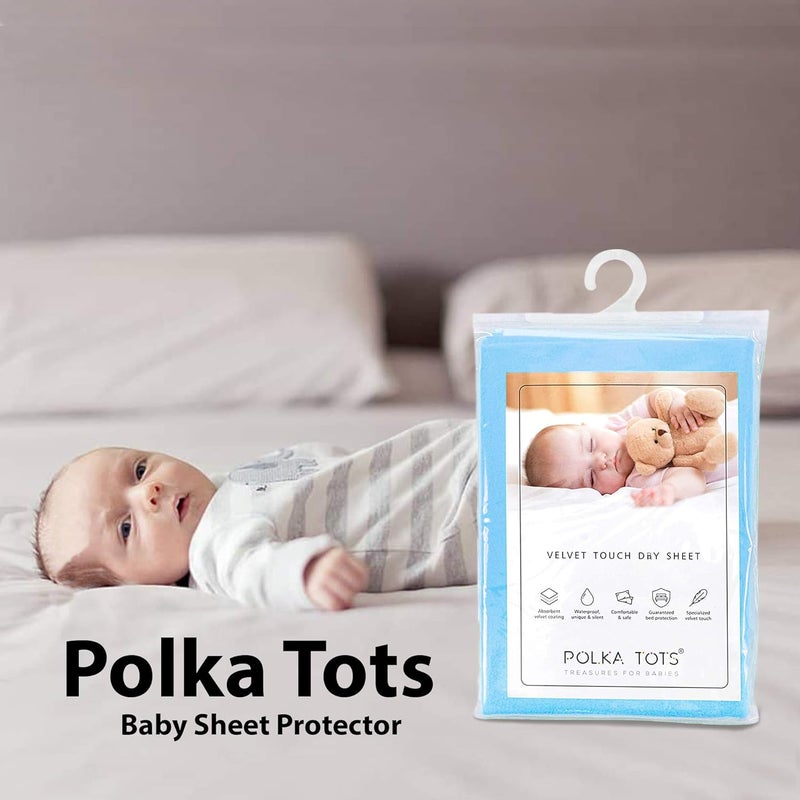 Polka Tots POLKA TOTS Waterproof Reusable Baby Bed Protector Absorbent Mat Dry Sheet for New Born Infants Mint 70 X 100 CM Medium  - Image 2