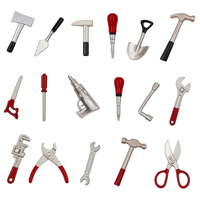 GALAOMA 17PCS 1:12 Miniature Doll House Tools Metal Home Repair Multi-Tool Model Set Fun for Party Dollhouse Decoration Accessories Mini Yard Supplies Creative Pretend Toy (Tool) - Image 1