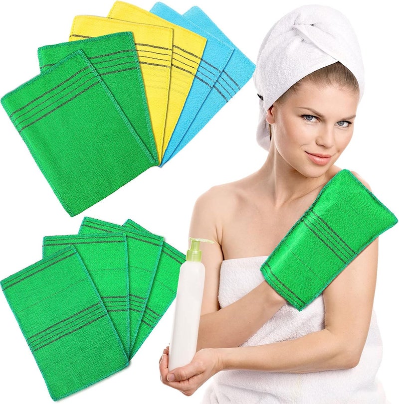 Tatuo 10 Pieces Korean Exfoliating Washcloth Mitt Asian Exfoliating Bath Body Scrub Mitt Italy Towel Double Sided Exfoliating Cloth Gloves Dead Skin Japanese Spa Wash Cloth (Multi Color) 