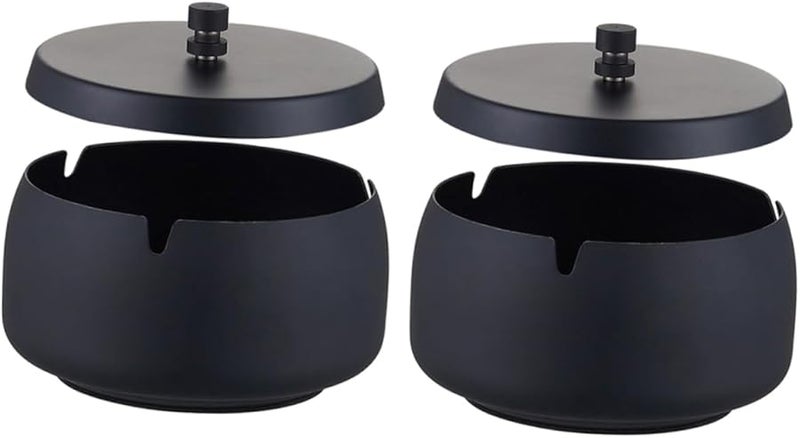 علبة سجائر من الفولاذ المقاوم للصدأ مقاومة للرياح مع غطاء، محمولة لالتقاط الدخان في الداخل والخارج - Image 1