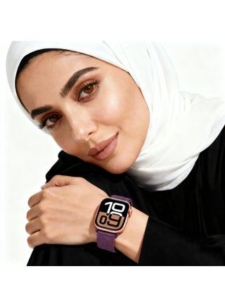3 قطع من أحزمة النايلون البديلة لساعة Apple Watch - أشرطة رياضية قابلة للتعديل وجيدة التهوية متوافقة مع iWatch Series 10/Ultra/SE/9/8/7/6/5/4/3/2/1 (38 مم/40 مم/41 مم/42 مم/44 مم/45 مم/46 مم/49 مم) - أحمر شجرة البرقوق، المريمية، الحبر - view 2