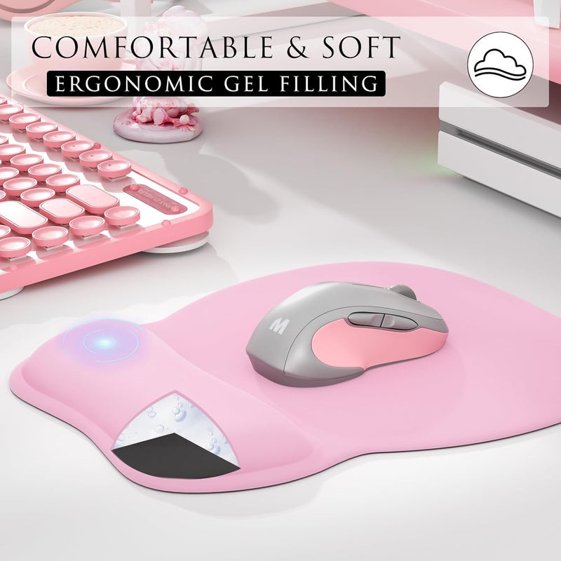 MROCO Ergonomic Mouse Pad with Gel Wrist Rest, 9.4 x 8.1 in, Pale Pink | Ergonomic Shape Design, Multiple Pattern Options, Gel Wrist Comfort, Smooth Lycra Surface, Non-Slip PU Base - Image 4