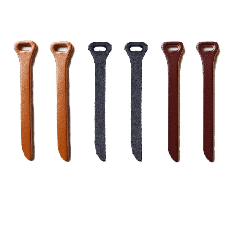 ArrErr 6 Pack Zipper Pulls Replacement Handmade Cowhide Leather Zipper Pull Tab Grip Extender Strap Puller Helper for Jacket Backpack Messenger Bag Coat Purse Handbag Suitcase Wallet Briefcase - Image 1