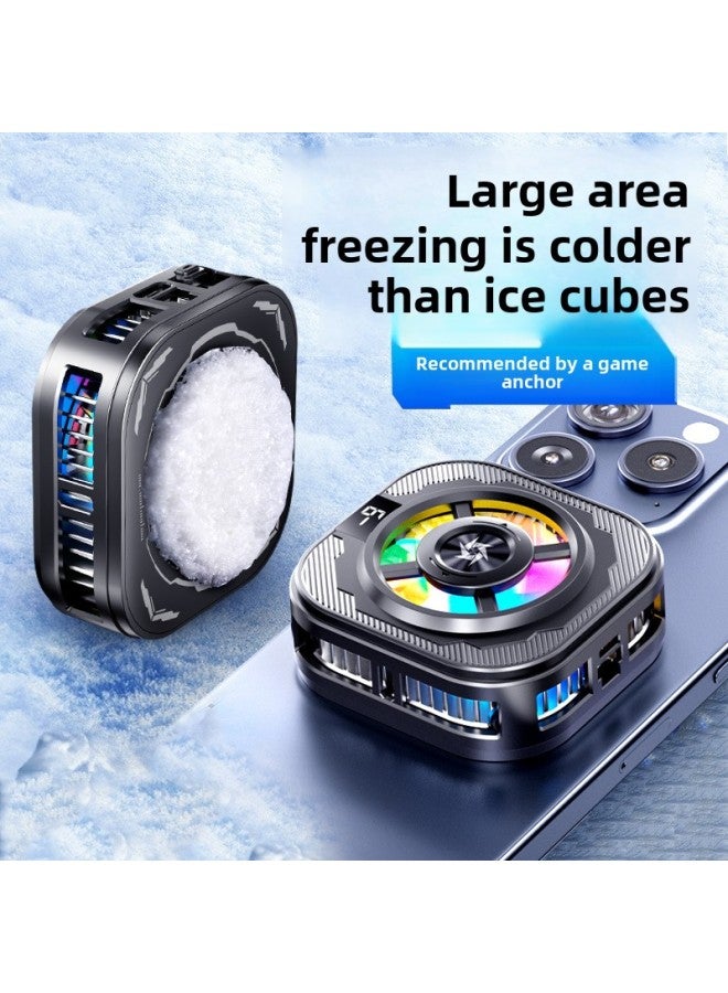 SL39 Icing Mobile Phone Radiator Semiconductor Refrigeration Digital Display Magnetic Attraction Game Live Cooling Artifact Mute-Color:White Ice 【digital Display Model】 Magnetic Radiator + Clip - Image 1