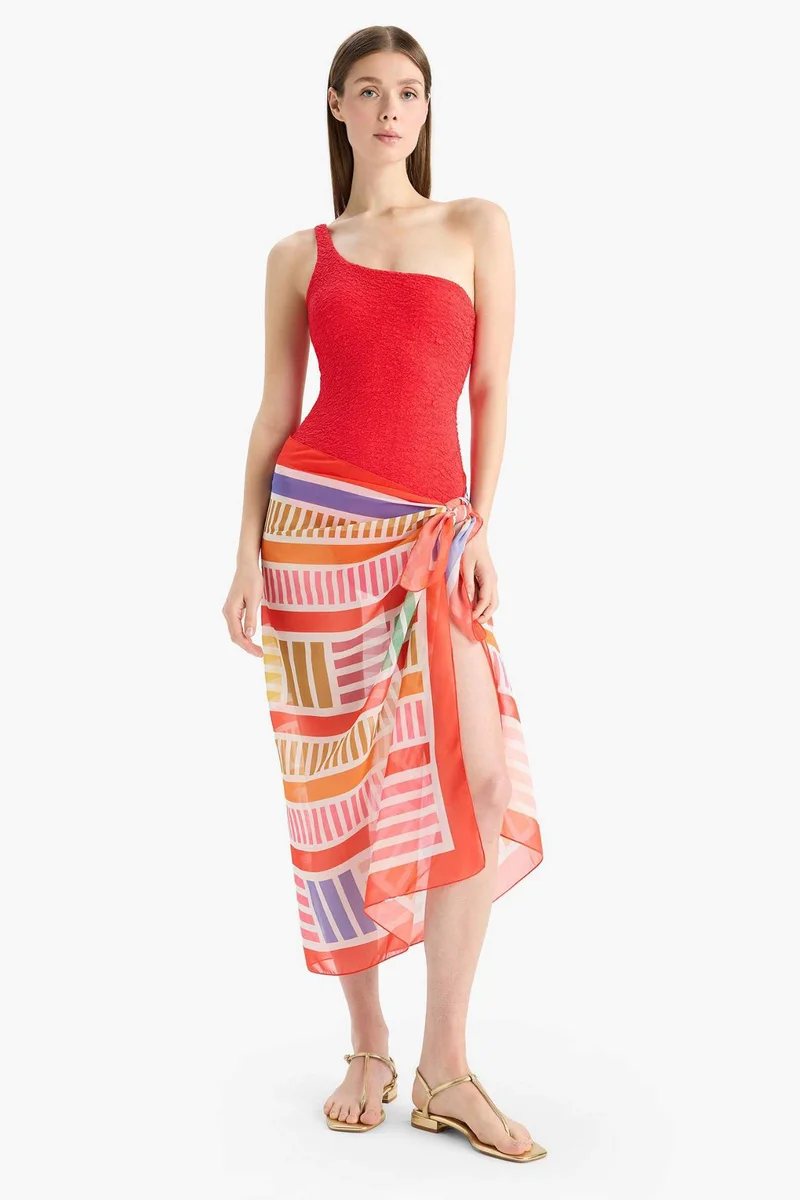 ديفاكتو Fall in Love Standard Fit Patterned Chiffon Beachwear