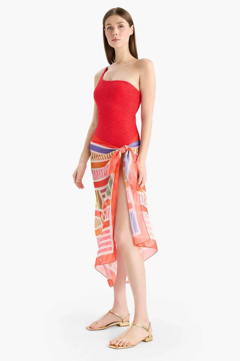 ديفاكتو Fall in Love Standard Fit Patterned Chiffon Beachwear