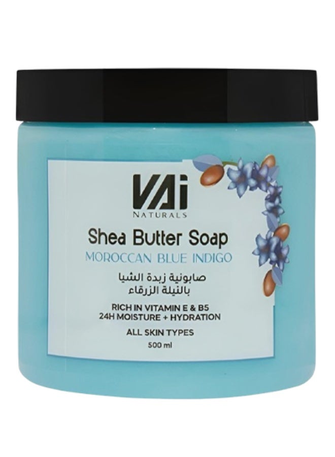 Shea Butter Soap Moroccan Blue Indigo Rich In Vitamin E AND B5 24 Hours Moisture And Hydration All Skin Types 500ml