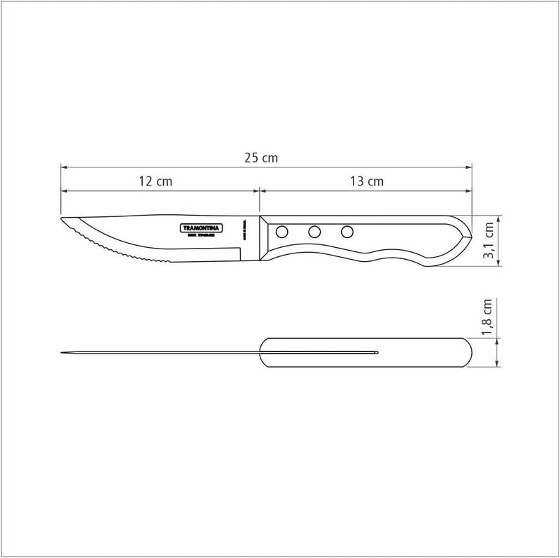 TRAMONTINA Jumbo Steak Knife Set with Stainless Steel Blade and Brown Polywood Handle - Image 2