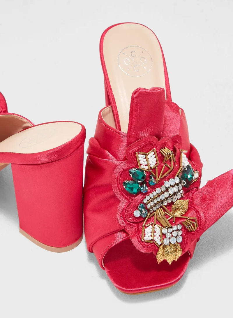 Coco Selphie Embellished Block Heel Sandal