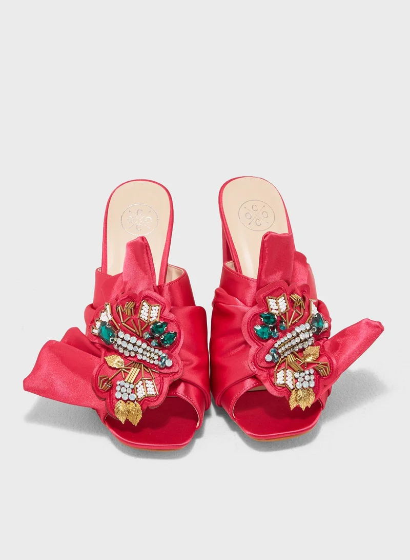 Coco Selphie Embellished Block Heel Sandal