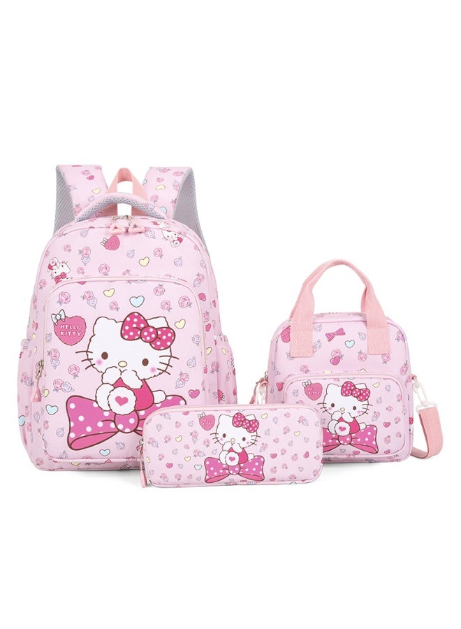 هالو كيتي جديد مرحبا كيتي عالية القيمة لطيف على ظهره مقلمة حقيبة الغداء ثلاث قطع دعوى الرجال والنساء الترفيه حقيبة السفر طالب حقيبة المدرسة - Image 1