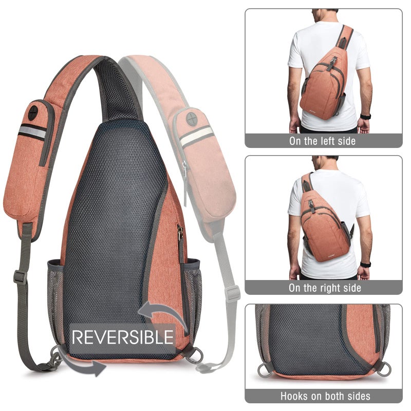 G4Free Sling Bag RFID Blocking Sling Backpack Crossbody Chest Bag Daypack for Hiking Travel(Light orange) - Image 5