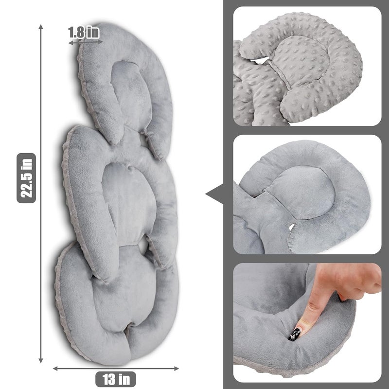 GFU Infant Car Seat Insert Head and Body Support GFU Reversible Newborn Insert for Carseat with Strap Pads Soft Stroller Cushion Pillow Insert for Boys and Girls Fits for Stroller Swing Grey - Image 2