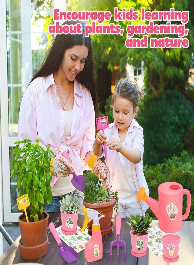 CUTE STONE Kids Gardening Set, Garden Toys with Metal Kids Rake, Shovel, Trowel, Watering Can, Gloves, Tote Bag, Gardening Kit for Toddlers, Outdoor Playset Spring Summer Toys for Girls Boys - Image 4