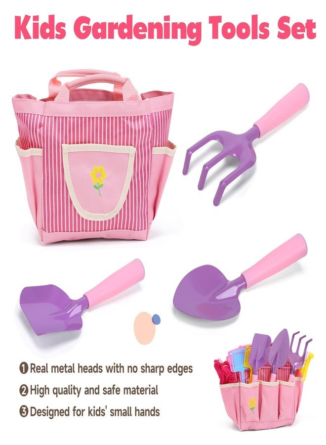 CUTE STONE Kids Gardening Set, Garden Toys with Metal Kids Rake, Shovel, Trowel, Watering Can, Gloves, Tote Bag, Gardening Kit for Toddlers, Outdoor Playset Spring Summer Toys for Girls Boys - Image 3