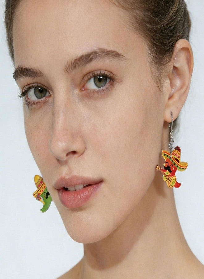 Nylry Cinco De Mayo Earrings for Women Acrylic Fun Dangle Earrings Mexican Fiesta Accessories for Women Cute Mexican Party Decorations Jewelry Gifts for Cinco De Mayo Outfit-Chili Pepper - Image 3