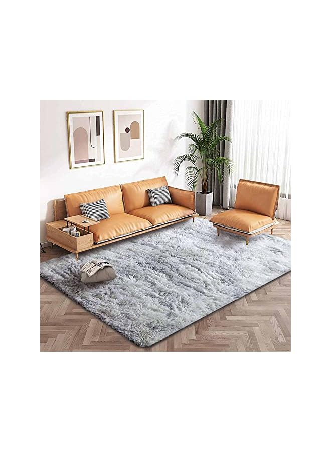 The Bros Area Rugs Soft Fluffy Carpets For Living room Shaggy Rug Modern Area Rug For Bedroom Anti-Slip Rugs For Kids Room Indoor Home Decorative Carpet (Grey White, 80 X 120 cm) - Image 4