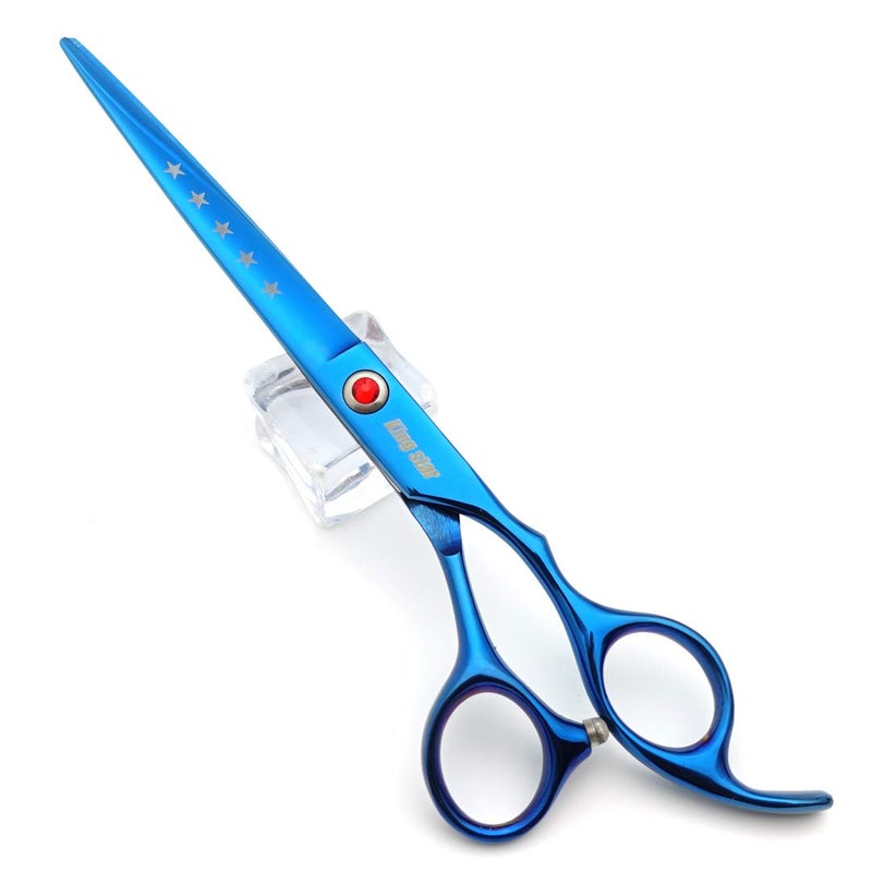 Kingstar 7.0in Titanium Blue Professional Pet Grooming Scissors Set,Straight & Thinning & Curved Scissors 4pcs Set for Dog Grooming,(Blue) - Image 4