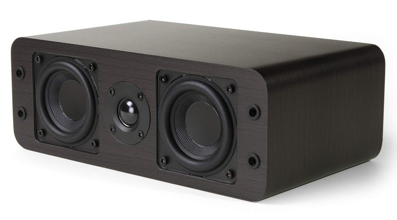 Micca OoO Slim Center Channel Speaker with 3-Inch Woofers and Silk Tweeter, Thin Design Under 4" Tall, for Desktop Stereo or Home Theater Surround Sound, Wall Mountable, Single, Dark Walnut - Image 1