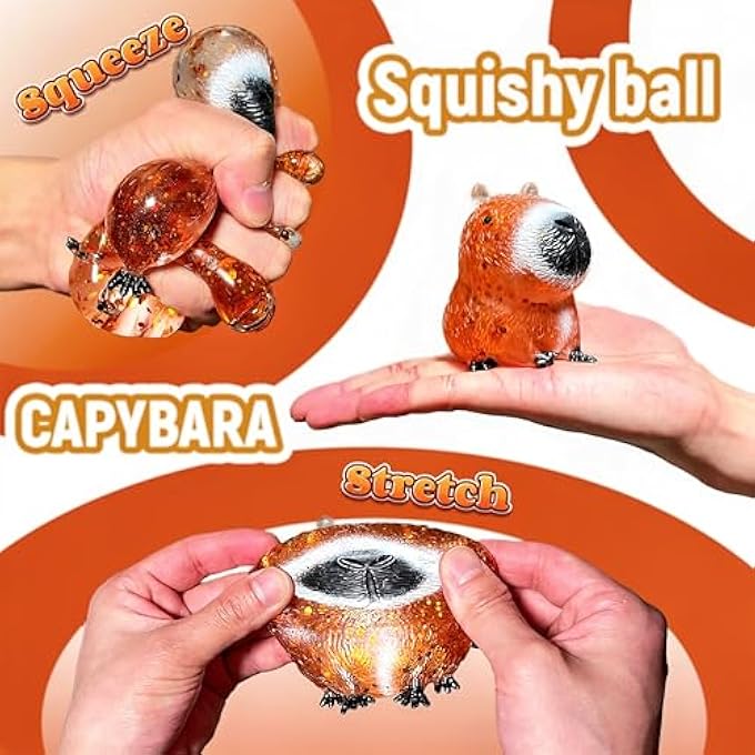 EVDERS Capybara Sugar Squishy Stress Balls, Kawaii Capybara Sugar Ball Squishy Toys for Kids Adults, Sensory Squeeze Fidget Toys for Easter Basket Stuffers,, Goodie Bag Stuffers - Image 4