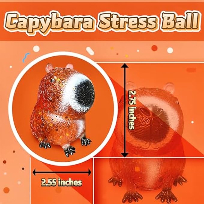 EVDERS Capybara Sugar Squishy Stress Balls, Kawaii Capybara Sugar Ball Squishy Toys for Kids Adults, Sensory Squeeze Fidget Toys for Easter Basket Stuffers,, Goodie Bag Stuffers - Image 2