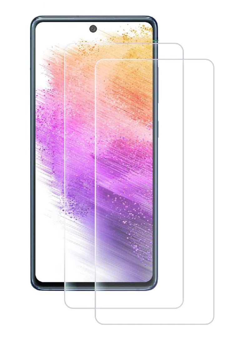 Super 2 Pieces Tempered Glass Screen Protector Clear Designed For Samsung Galaxy A73 Full Screen Coverage And Bubble Free - Image 1