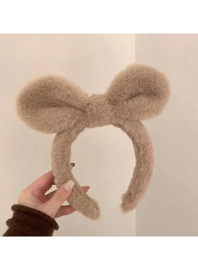 Goolsky 1pcs Cute Bunny Headband Faux Rabbit Fur Plush Headband Hair Hoop Autumn And Winter Hair Accessories - Image 2