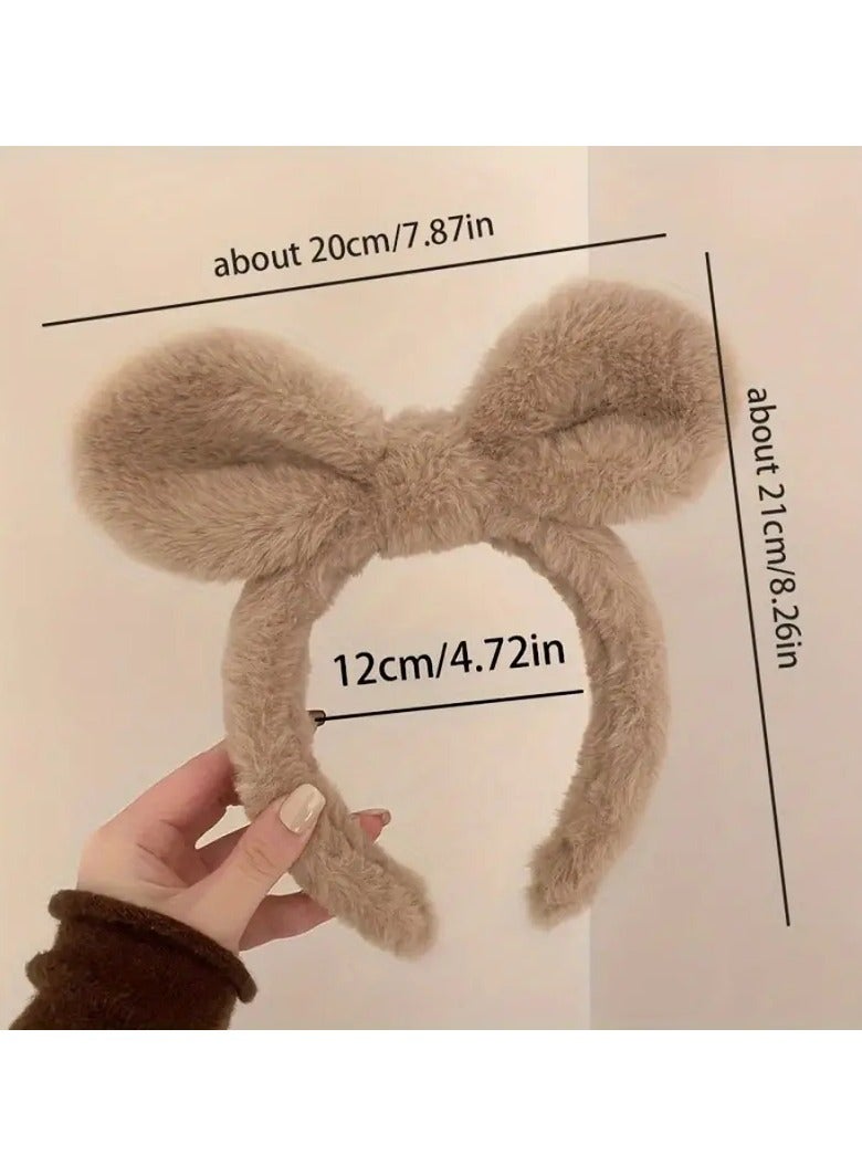 Goolsky 1pcs Cute Bunny Headband Faux Rabbit Fur Plush Headband Hair Hoop Autumn And Winter Hair Accessories - Image 4