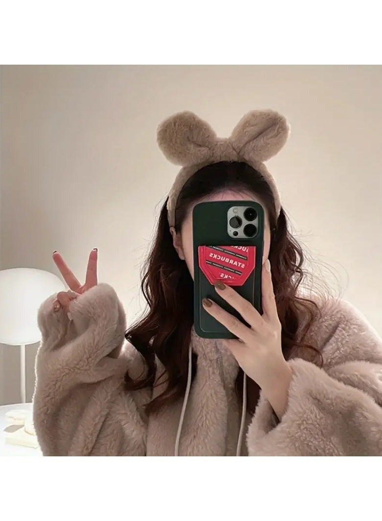 Goolsky 1pcs Cute Bunny Headband Faux Rabbit Fur Plush Headband Hair Hoop Autumn And Winter Hair Accessories - Image 3