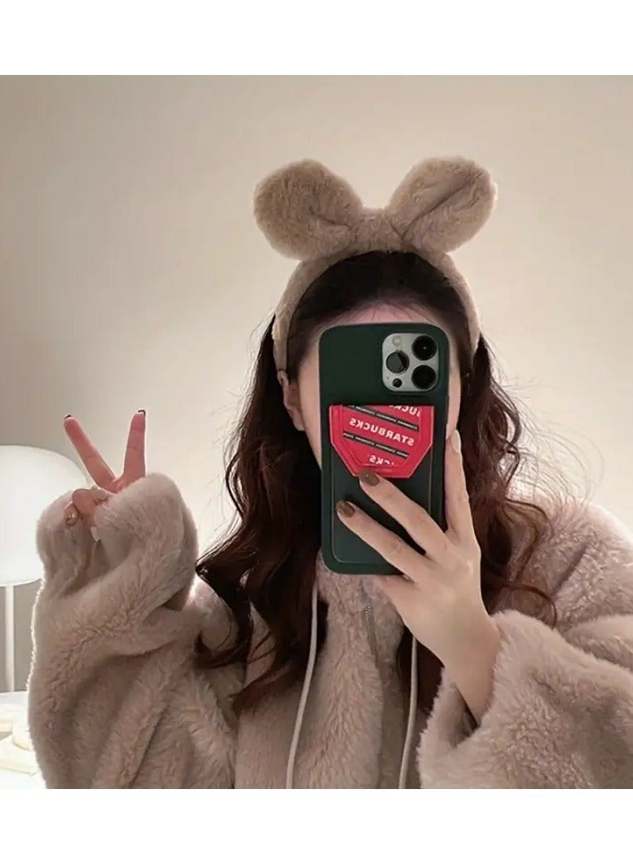 Goolsky 1pcs Cute Bunny Headband Faux Rabbit Fur Plush Headband Hair Hoop Autumn And Winter Hair Accessories - Image 5