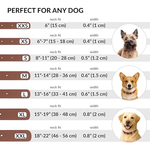CollarDirect Rolled Leather Dog Collar, Soft Padded Round Puppy Collar, Handmade Genuine Leather Collar Dog Small Large Cat Collars 13 Colors (6-7 Inch, Cinnamon Textured) - Image 4